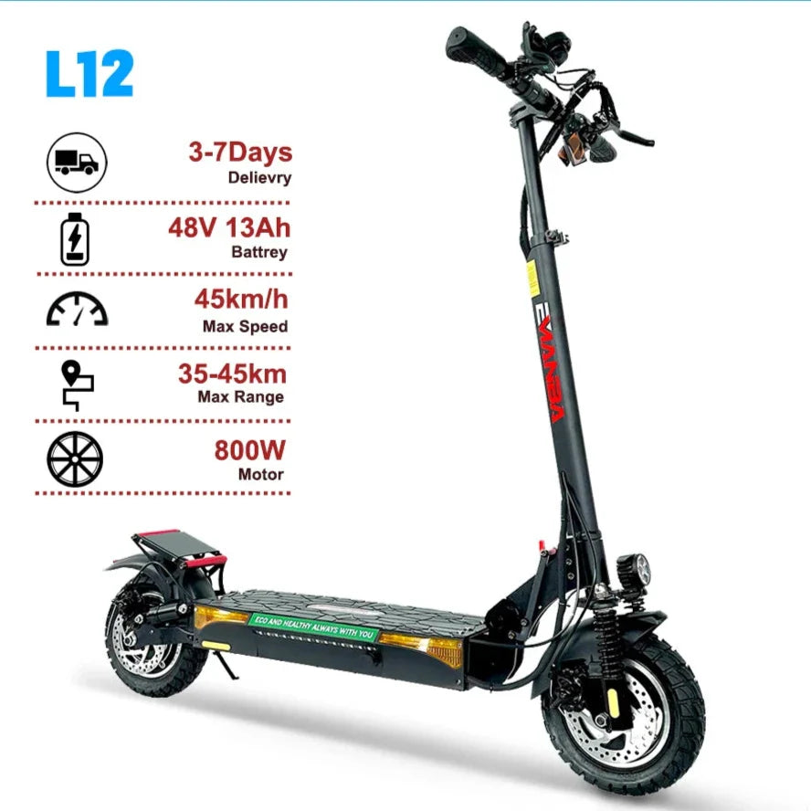 El Scooter 800W 48V Powerful 10 Inch Off-road Däck Max hastighet 45-55km/H Vikbar