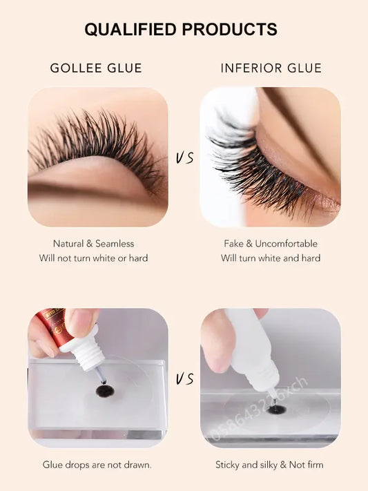Gollee 5ml Eyelash Extension Glue 0.5 Second Fast Drying False Eye Lash Extension Glue Gollee Super Bonder Eyelash Glue Primer