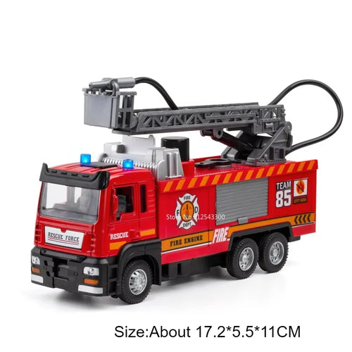 Scale 1:32ter Spray Fire Truck Model Ladder Trucks Toy Car Sound