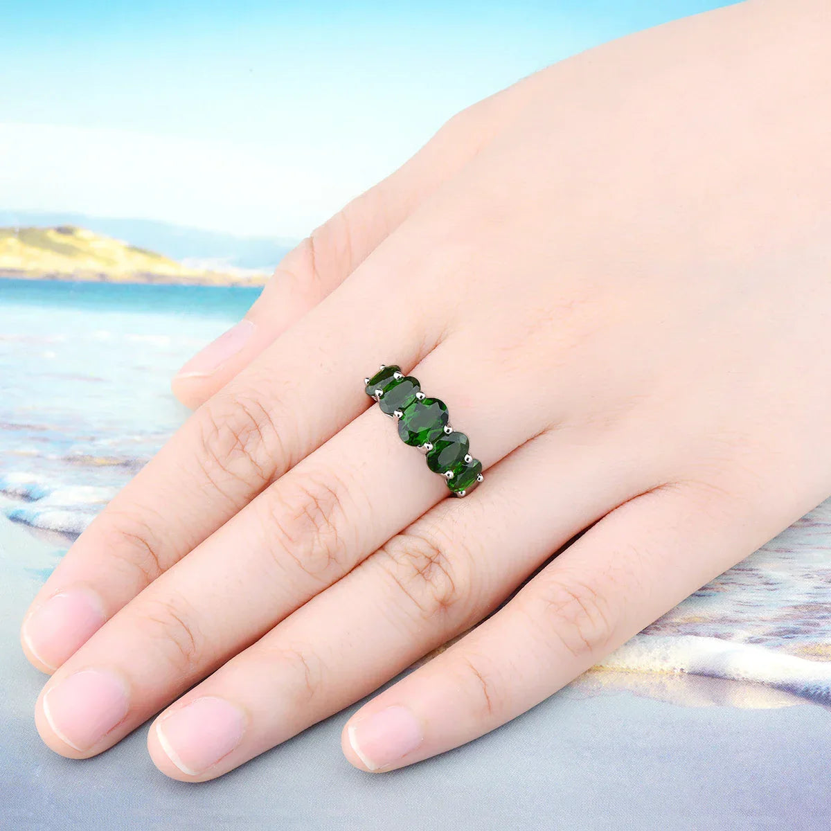 Diopside solid silver rings 3.8 carat