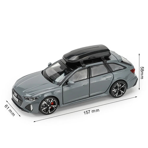 1/32 Audi RS6 toy car model with sound light, doors open, alloy