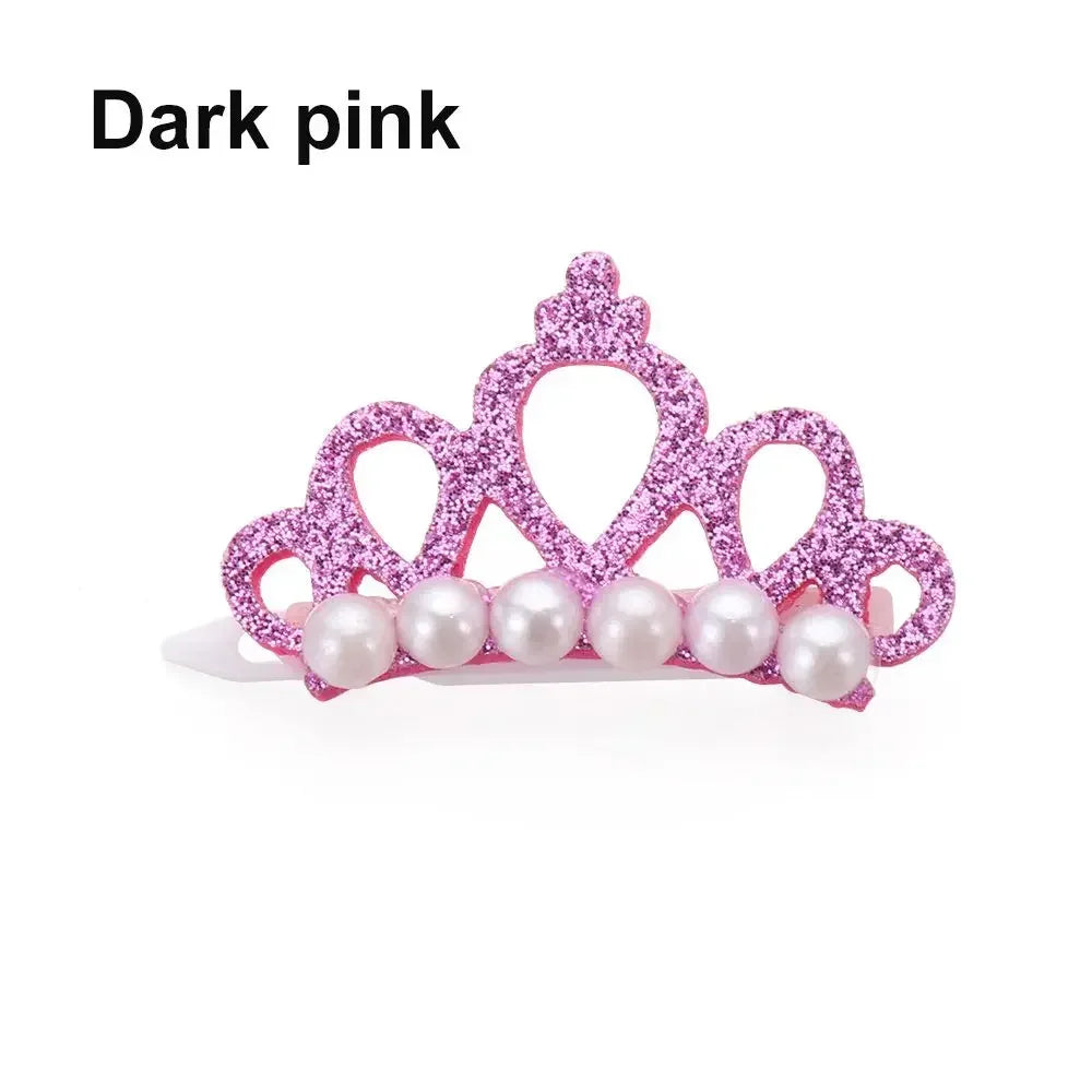 Puppy Fake Pearl Crown Bow Hair Clip Cute Pet Head Decoration
