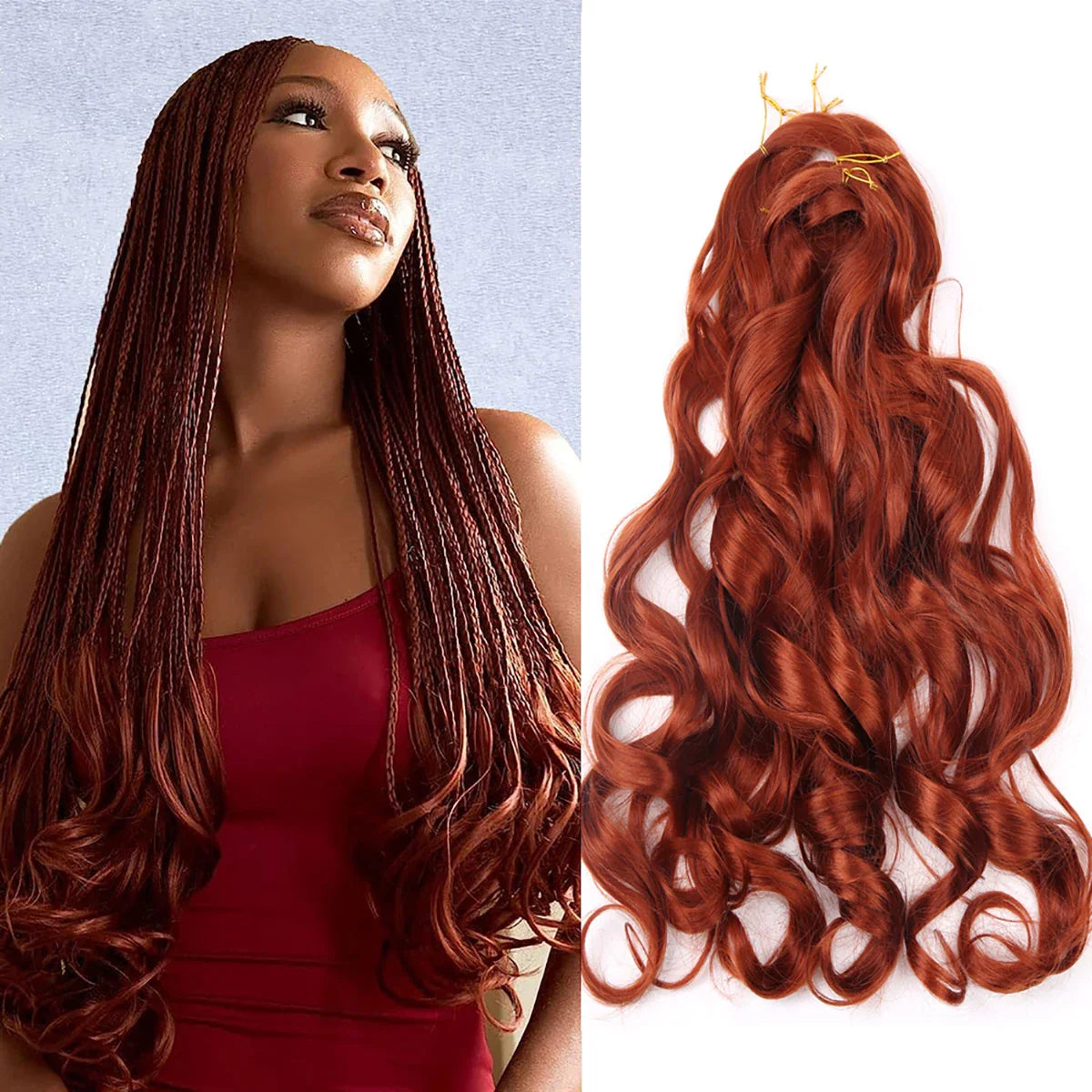 Fransk lockigt Virkat Flätning Hår Syntetiskt Lösvåg Ombre