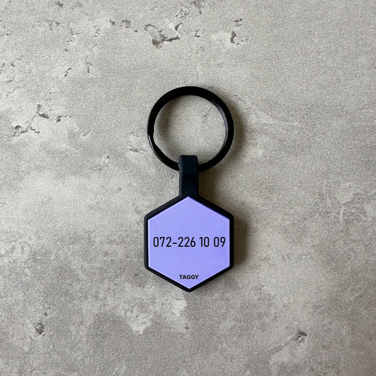 Purple dog name tag - Font Tea