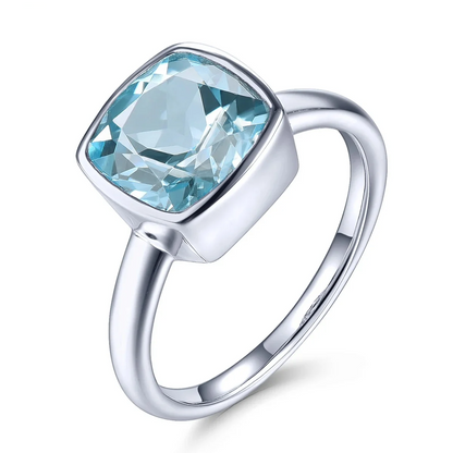 Natural Sky Blue Topaz Sterling Silver Rings 2.7 Carats Genuine Topaz