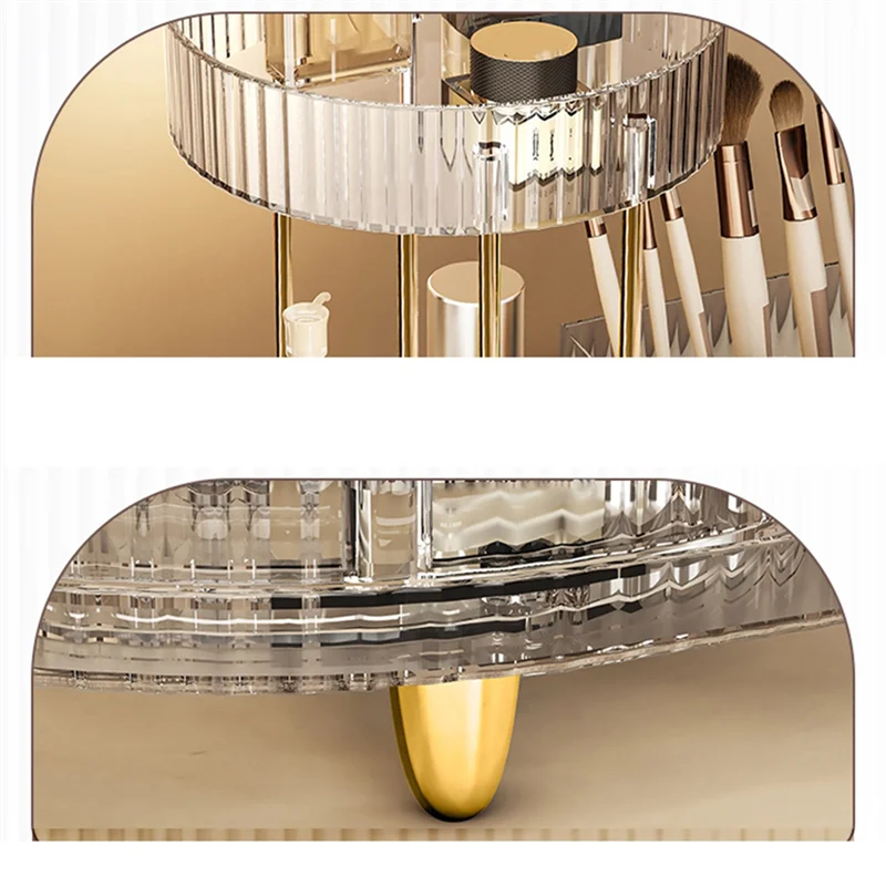 A84E-For Vanity Makeup Organizer With Rotating Function, 2 Tier Skincare Cosmetics Perfume