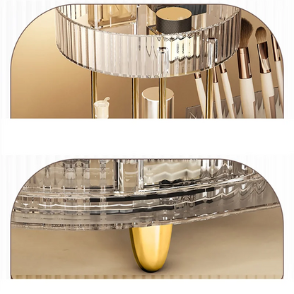 A84E-For Vanity Makeup Organizer With Rotating Function, 2 Tier Skincare Cosmetics Perfume