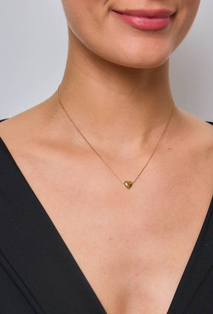 Hjärtsten Halsband i Guld eller Silver - Elegant 3D Hjärtberlock
