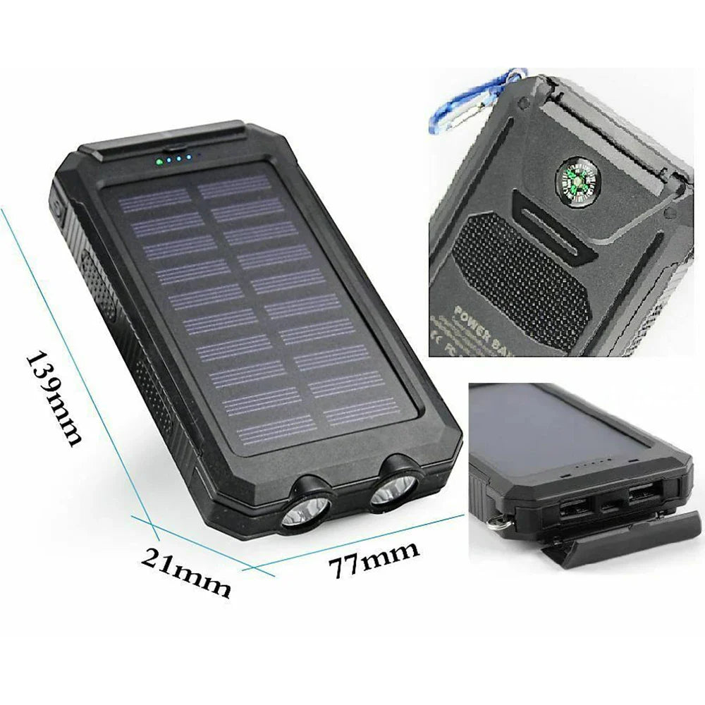 80000mAh Solar Power Bank Waterproof Battery External Portable Outdoor Dual USB Charger PowerBank LED For IPhone Xiaomi Samsung