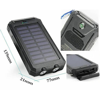 80000mAh Solar Power Bank Waterproof Battery External Portable Outdoor Dual USB Charger PowerBank LED For IPhone Xiaomi Samsung