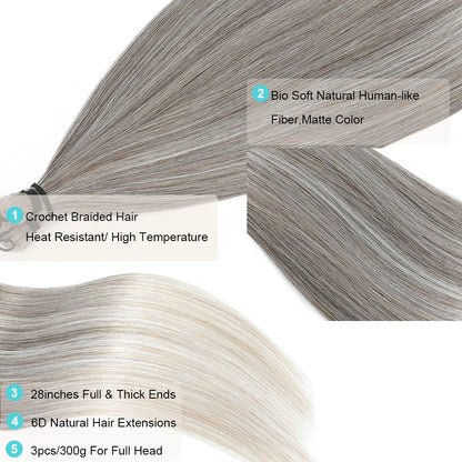 28 Inch Straight Hair Bundles Synthetic Braiding Hair