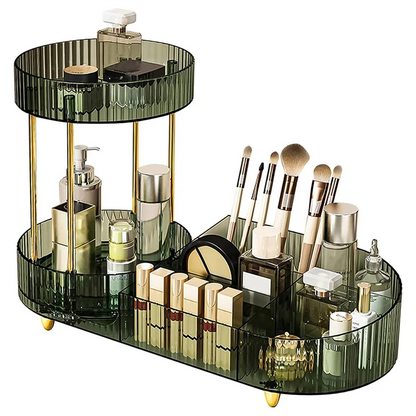 A84E-For Vanity Makeup Organizer With Rotating Function, 2 Tier Skincare Cosmetics Perfume