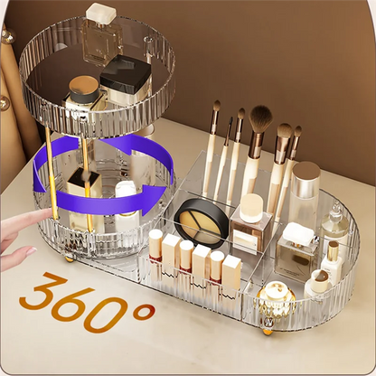A84E-For Vanity Makeup Organizer With Rotating Function, 2 Tier Skincare Cosmetics Perfume