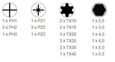 Bitssats med snabbschuck | Rostfritt | 30 delar