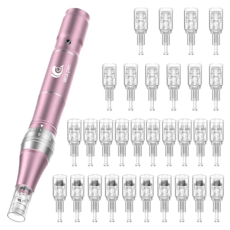 Dermapen Wireless Electric Microneedling Derma Pen med 30 utbytbara nålpatroner