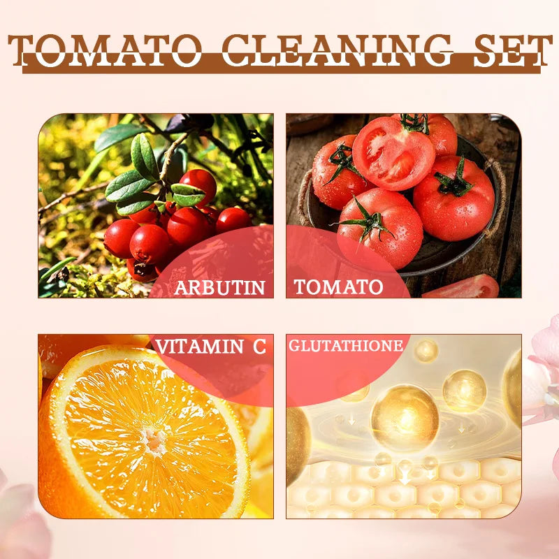 Arbutin Organic Skin Whitening Remove Dark Spot Tomato Skin Care Set