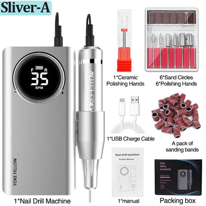 35000 RPM Nail Drill Machine with HD LCD Screen Rechargeable