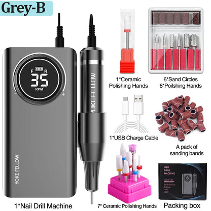 35000 RPM Nail Drill Machine with HD LCD Screen Rechargeable