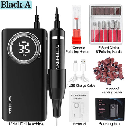 35000 RPM Nail Drill Machine with HD LCD Screen Rechargeable