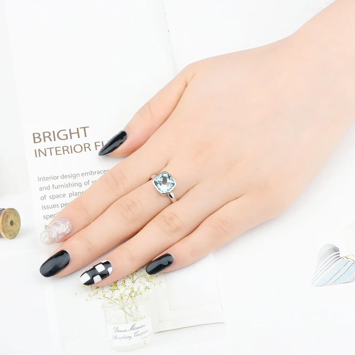 Natural Sky Blue Topaz Sterling Silver Rings 2.7 Carats Genuine Topaz