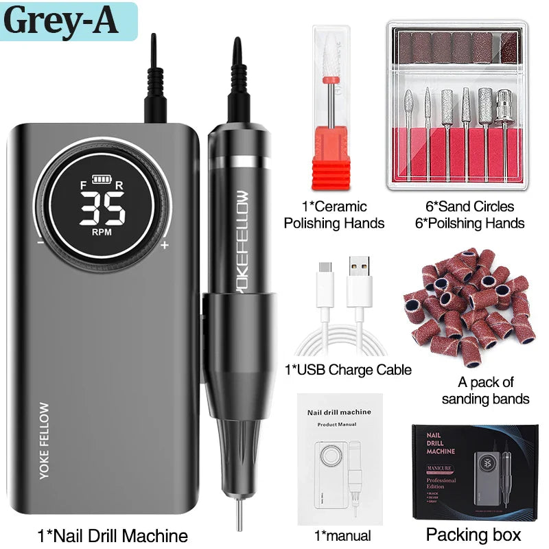 35000 RPM Nail Drill Machine with HD LCD Screen Rechargeable