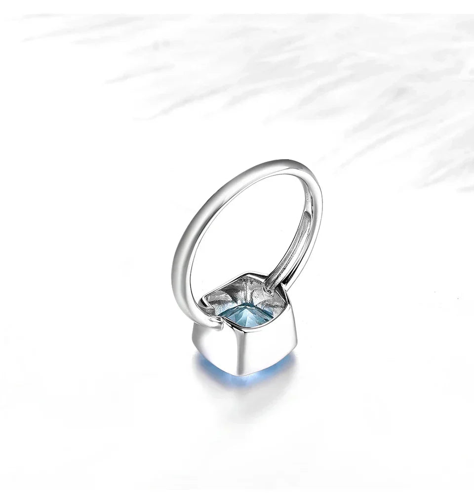 Natural Sky Blue Topaz Sterling Silver Rings 2.7 Carats Genuine Topaz