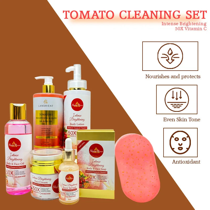 Arbutin Organic Skin Whitening Remove Dark Spot Tomato Skin Care Set