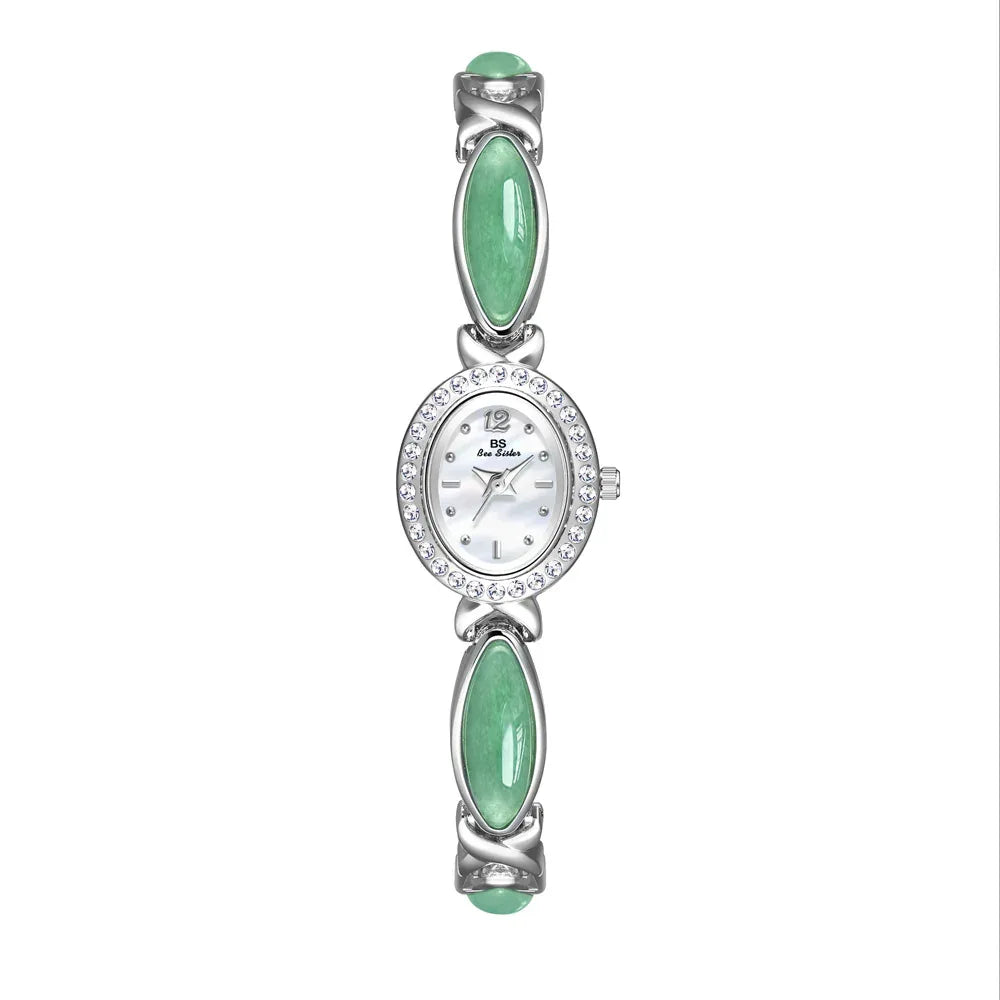 Women's Small Stylish Natural Dongling Stone Hetian Jade Watch