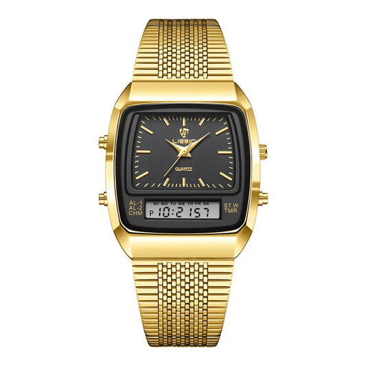 Business Casual Waterproof Double Display Electronic Quartz Watch