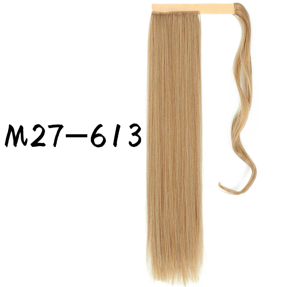 55cm Synthetic Long Straight Wrap Around Ponytail Clip In Hair Extension