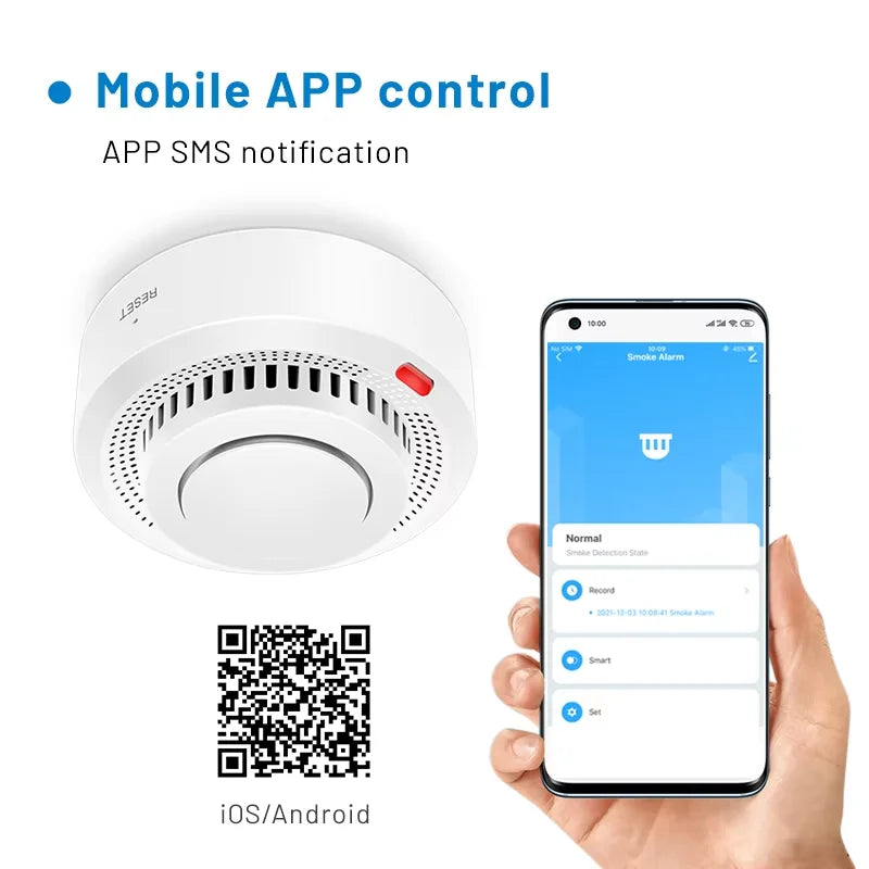 Tuya Smart WiFi Smoke Sensor – Fire Protection and Smoke Detector with 85 dB Alarm
