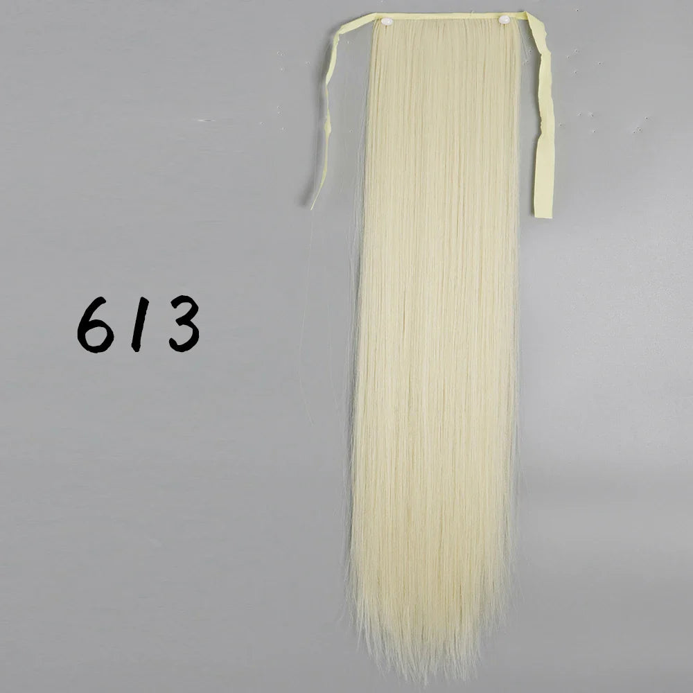 55cm Synthetic Long Straight Wrap Around Ponytail Clip In Hair Extension