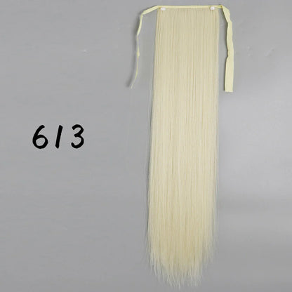 55cm Synthetic Long Straight Wrap Around Ponytail Clip In Hair Extension