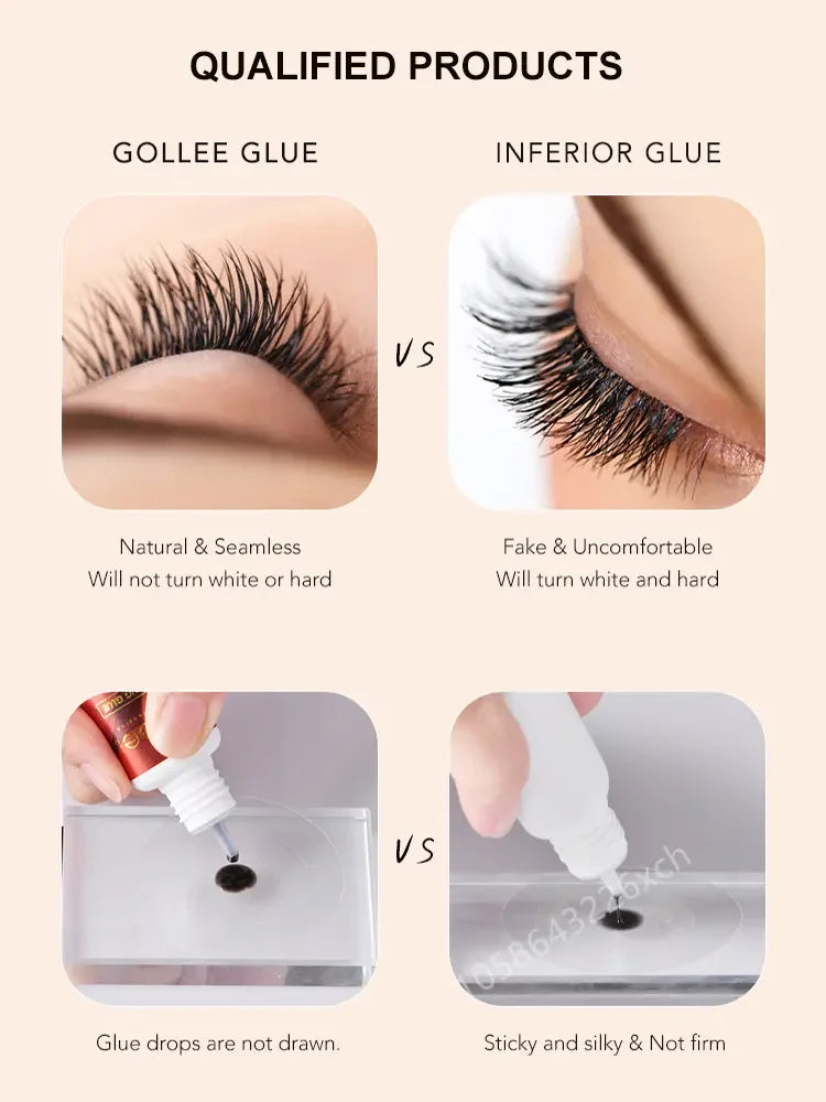 Gollee 5ml Eyelash Extension Glue 0.5 Second Fast Drying False Eye Lash Extension Glue Gollee Super Bonder Eyelash Glue Primer