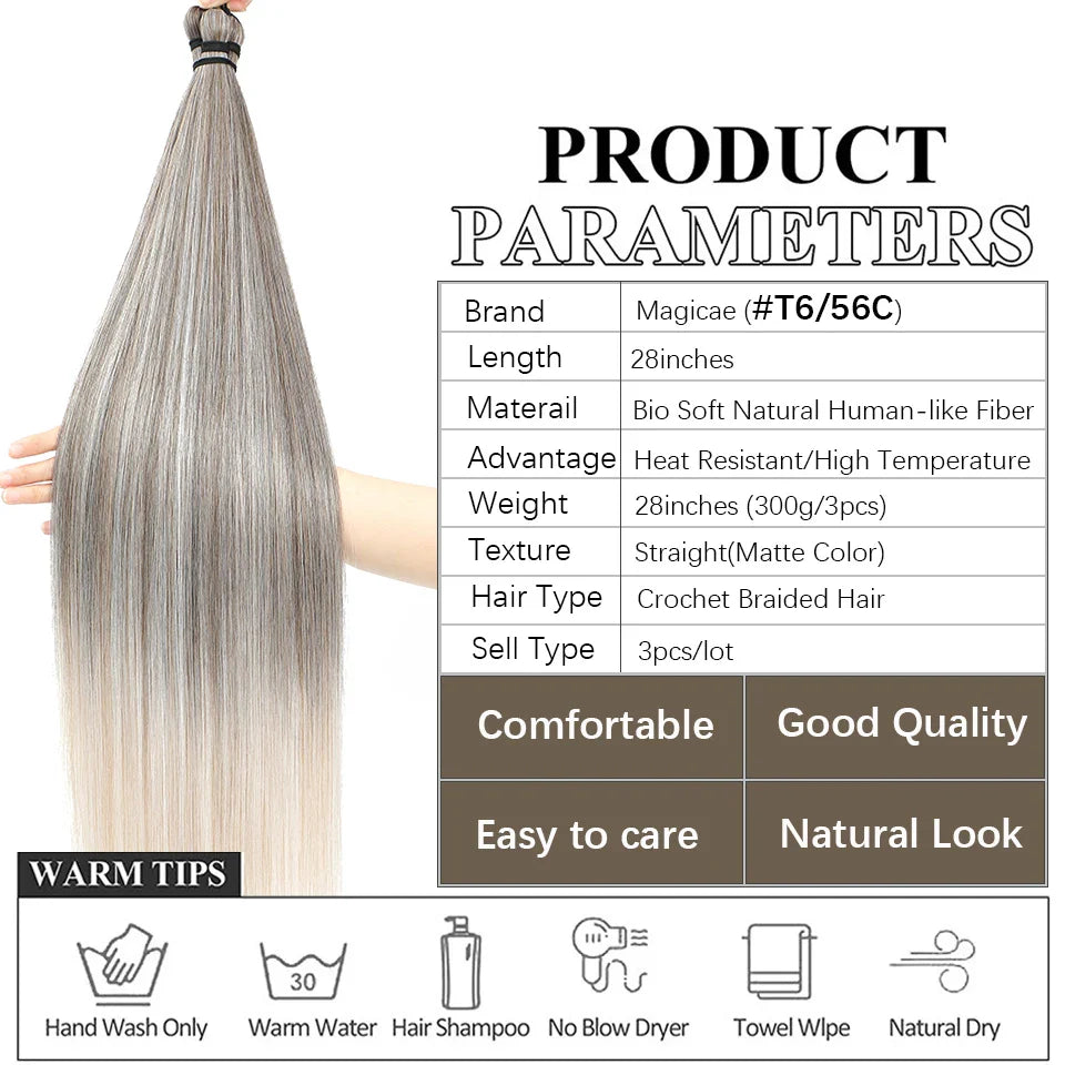 28 Inch Straight Hair Bundles Synthetic Braiding Hair