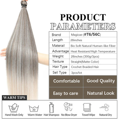 28 Inch Straight Hair Bundles Synthetic Braiding Hair