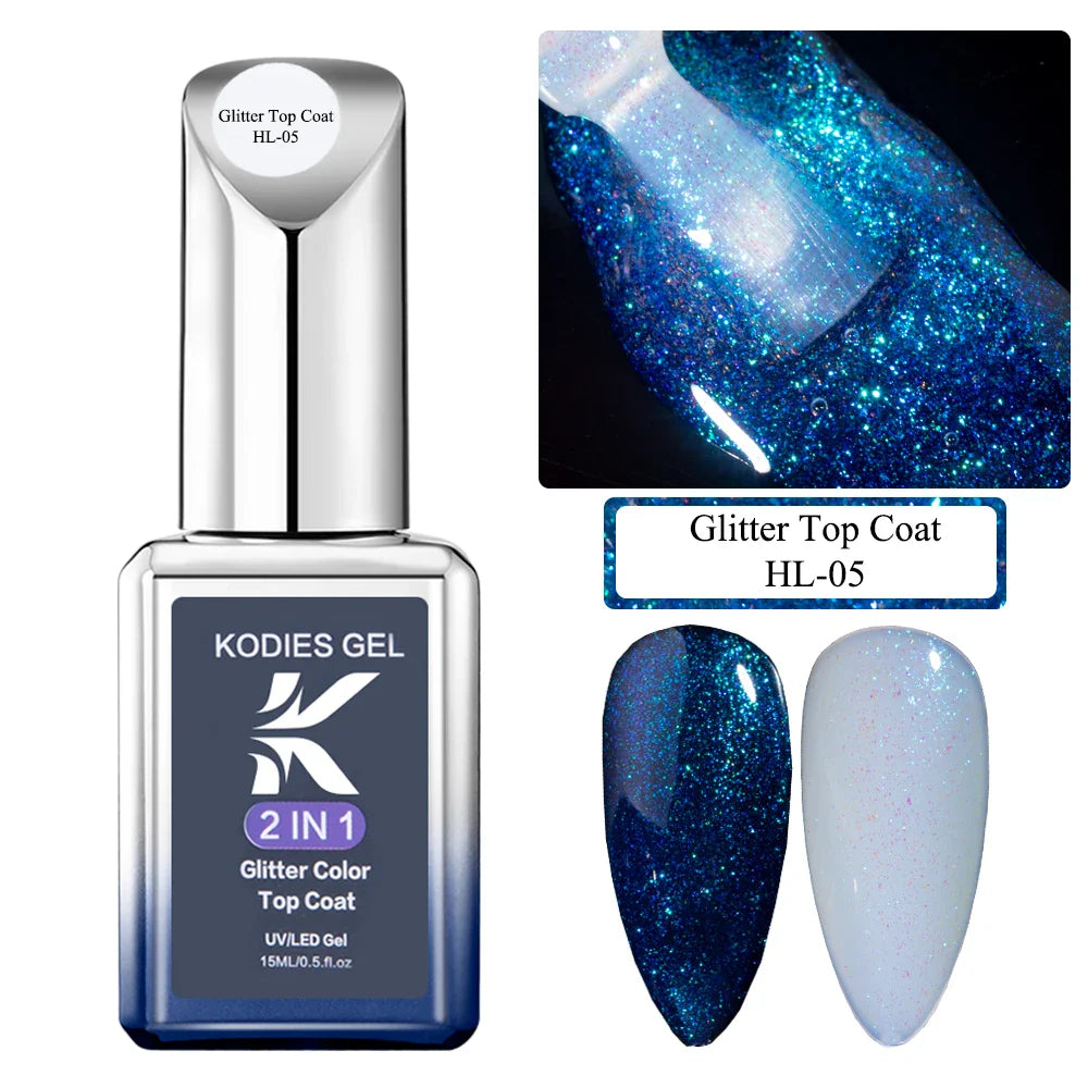 Sparkling Glitter Top Coat No Wipe 15ML