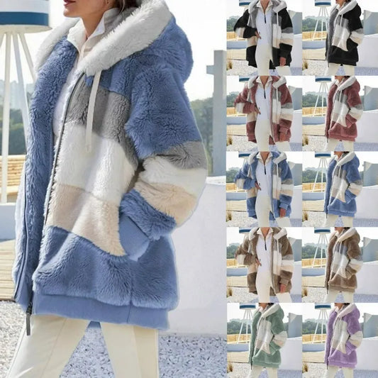 Large Jacket for Women New Autumn Winter Warm Plush Pocket