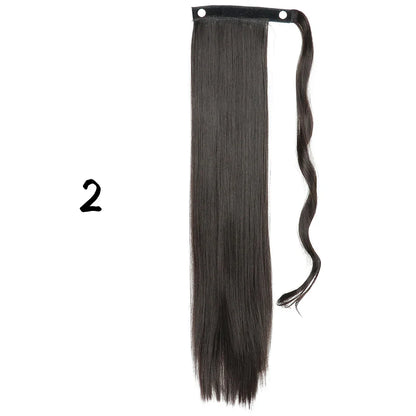 55cm Synthetic Long Straight Wrap Around Ponytail Clip In Hair Extension