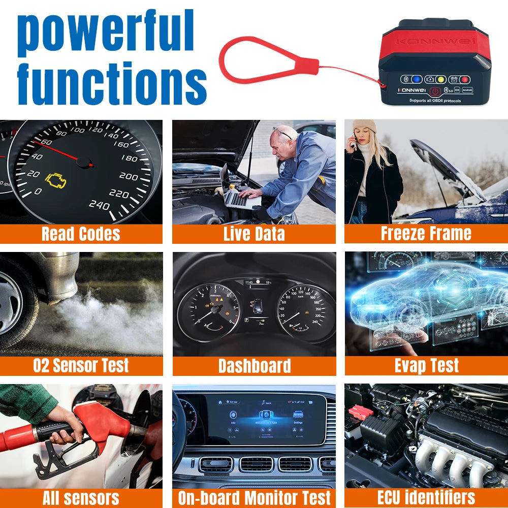 Car Scanner Bluetooth 5.0 for Android/IOS KONNWEI KW905 OBD2 – Engine Diagnostic Tool 
