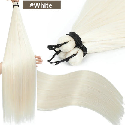 28 Inch Straight Hair Bundles Synthetic Braiding Hair