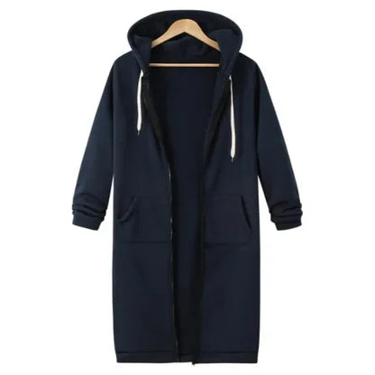Women's Casual Versatile Mid Length Hooded Long Sleeve Hoodie Winter Jacket