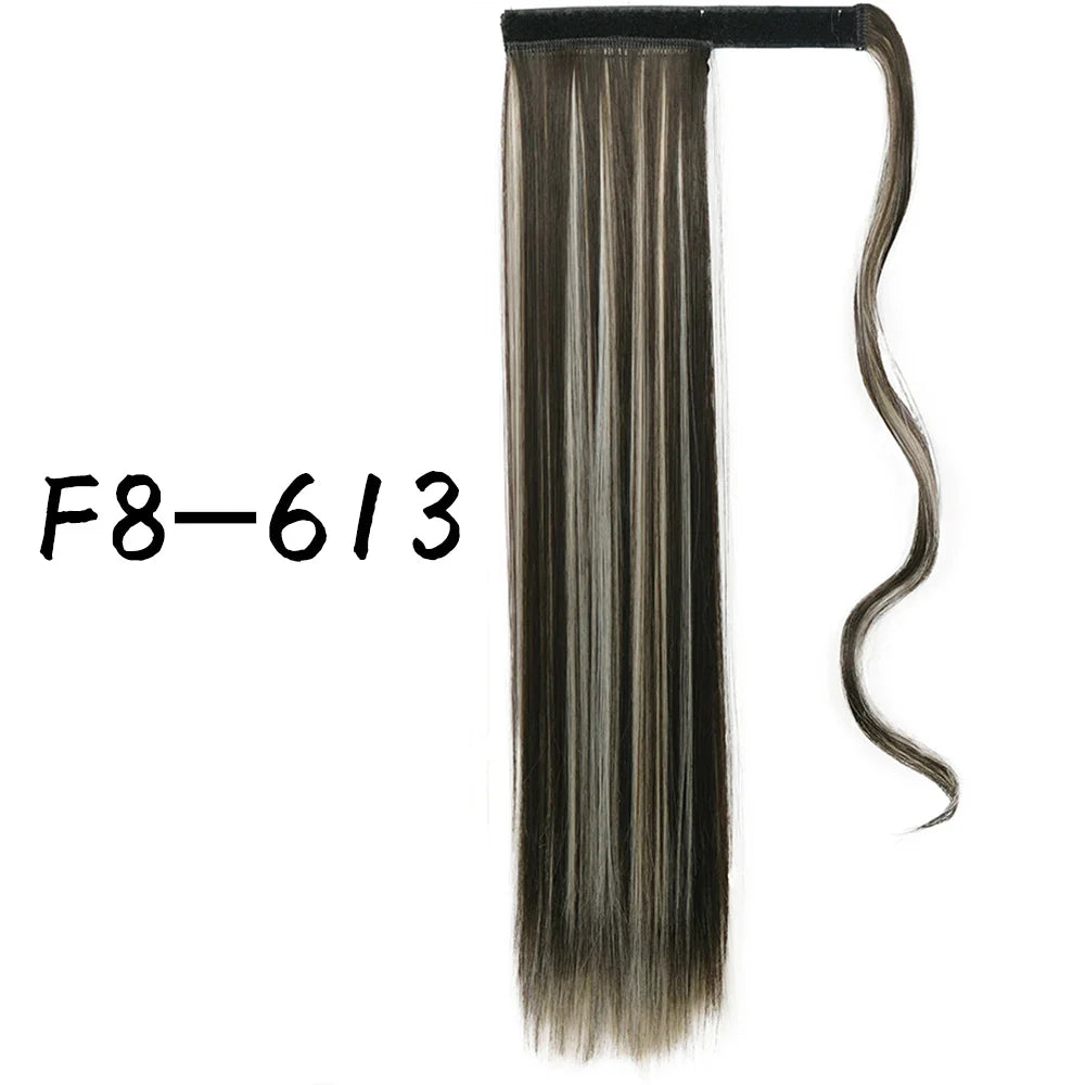 55cm Synthetic Long Straight Wrap Around Ponytail Clip In Hair Extension