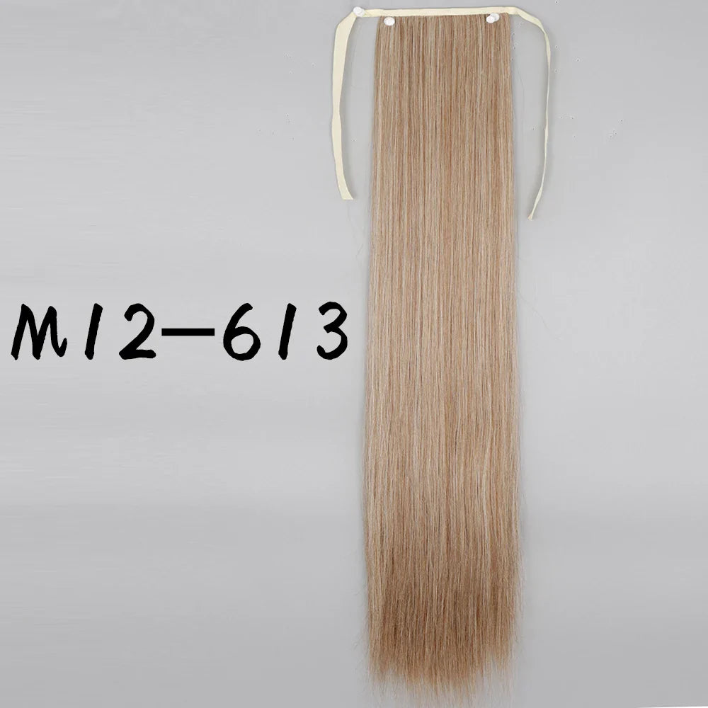 55cm Synthetic Long Straight Wrap Around Ponytail Clip In Hair Extension
