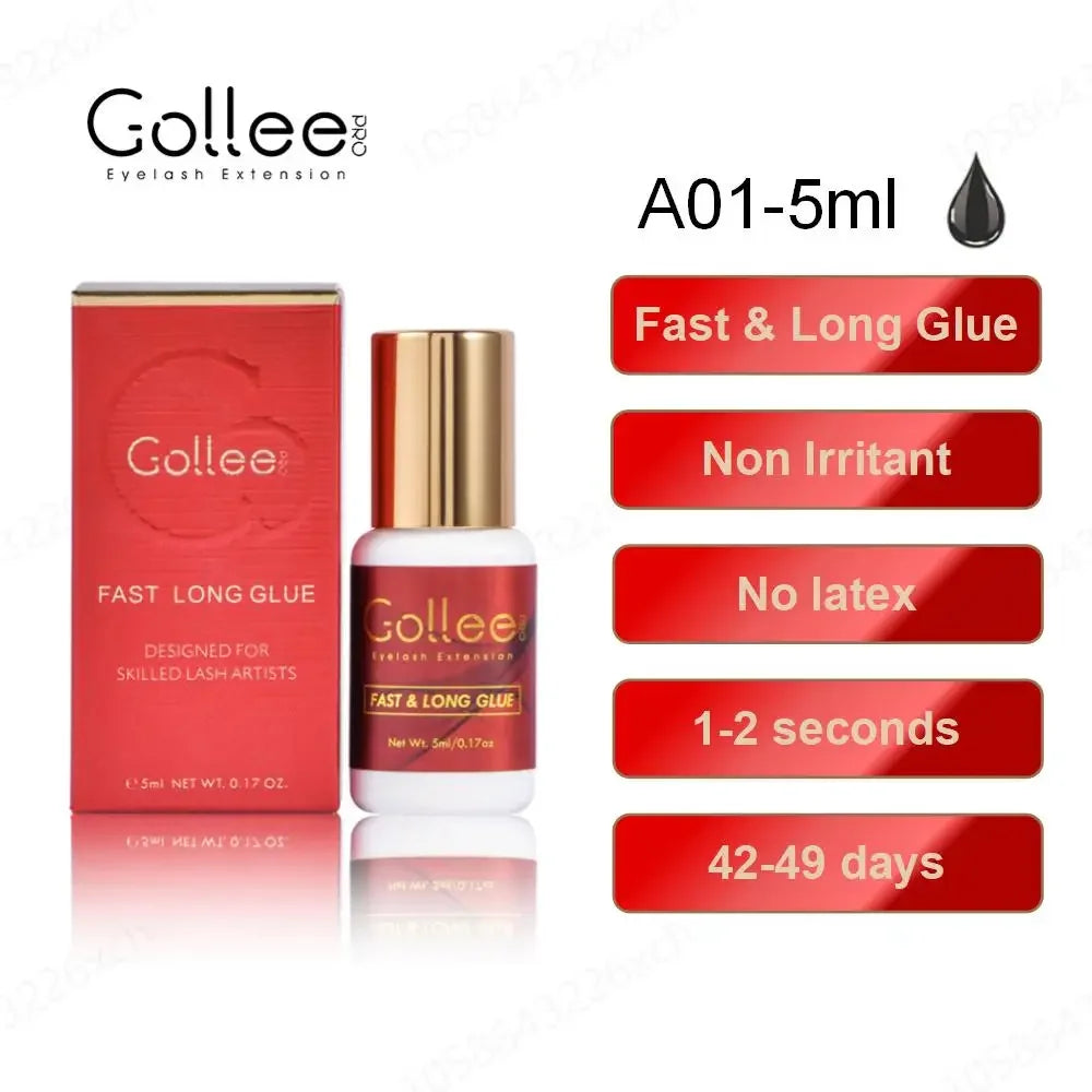 Gollee 5ml Eyelash Extension Glue 0.5 Second Fast Drying False Eye Lash Extension Glue Gollee Super Bonder Eyelash Glue Primer