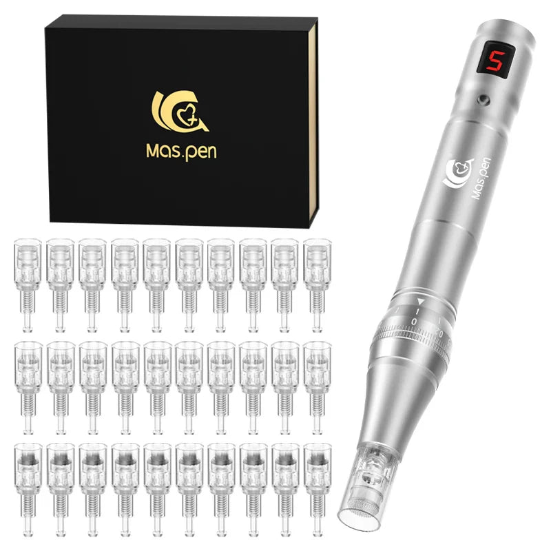 Dermapen Wireless Electric Microneedling Derma Pen with 30 Replaceable Needle Cartridges