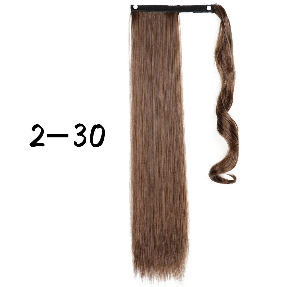55cm Synthetic Long Straight Wrap Around Ponytail Clip In Hair Extension