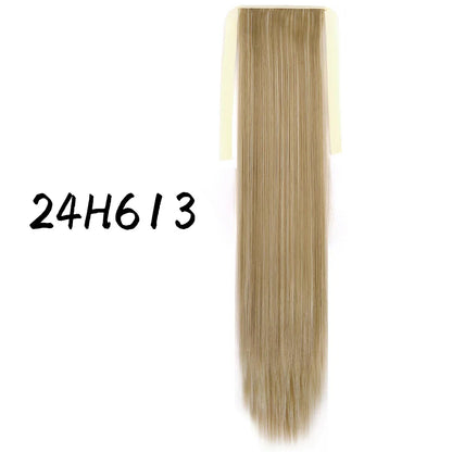 55cm Synthetic Long Straight Wrap Around Ponytail Clip In Hair Extension