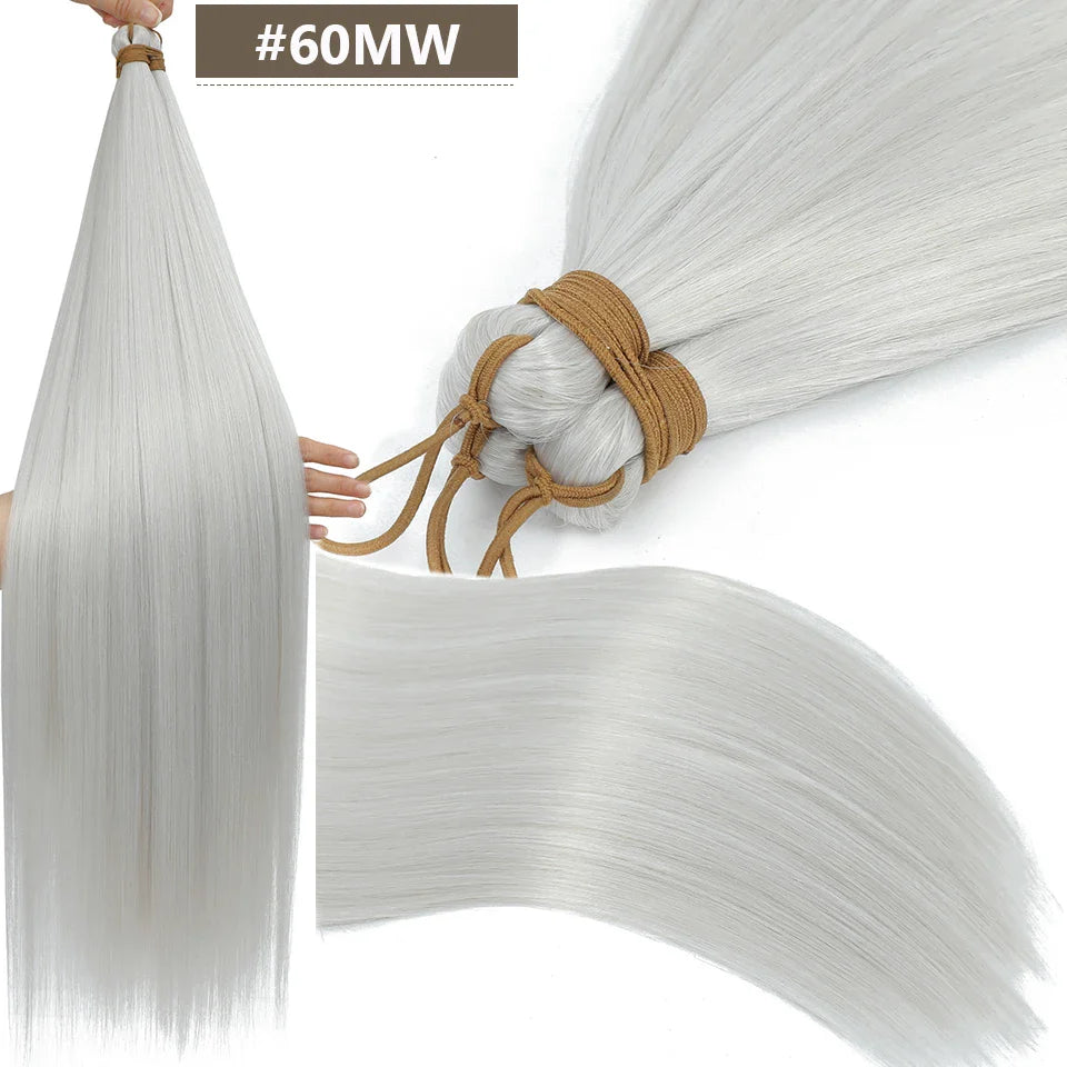 28 Inch Straight Hair Bundles Synthetic Braiding Hair