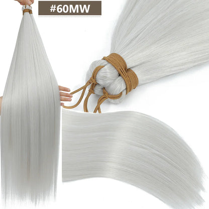 28 Inch Straight Hair Bundles Synthetic Braiding Hair